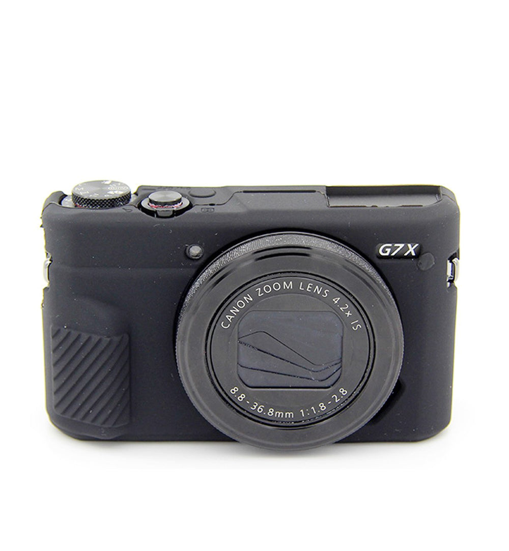 Silicone Case Rubber Camera Protective Cover Skin for Canon PowerShot G7X Mark II Digital Camera + Microfiber Cloth - Black