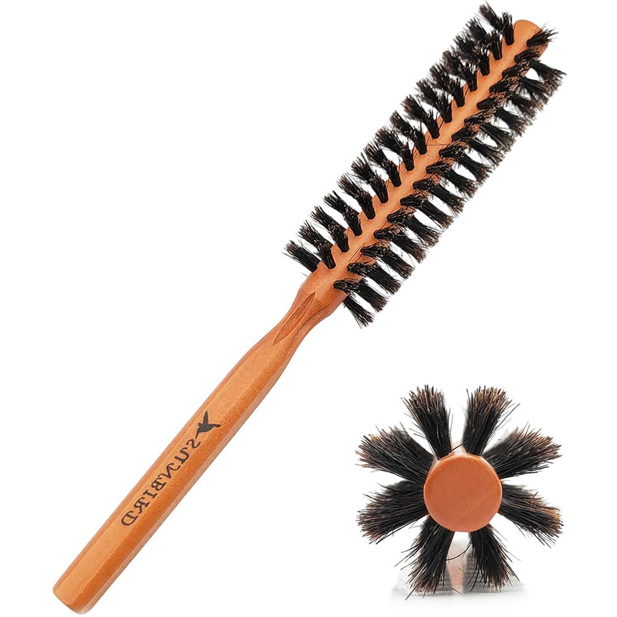 Wild Boar Bristle Small Round Brush Hair Brush - For Men, Women, Kid, Dry, Wet, Fine, Thick, Curly Hair Styling, Adding Hair Volume and Shine