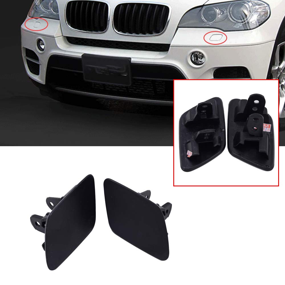Headlight Washer Cover Cap 1 Pair Front Left And Right Compatible with BMW X5 E70 Driver &amp; Passenger Side 51657199141 51657199142
