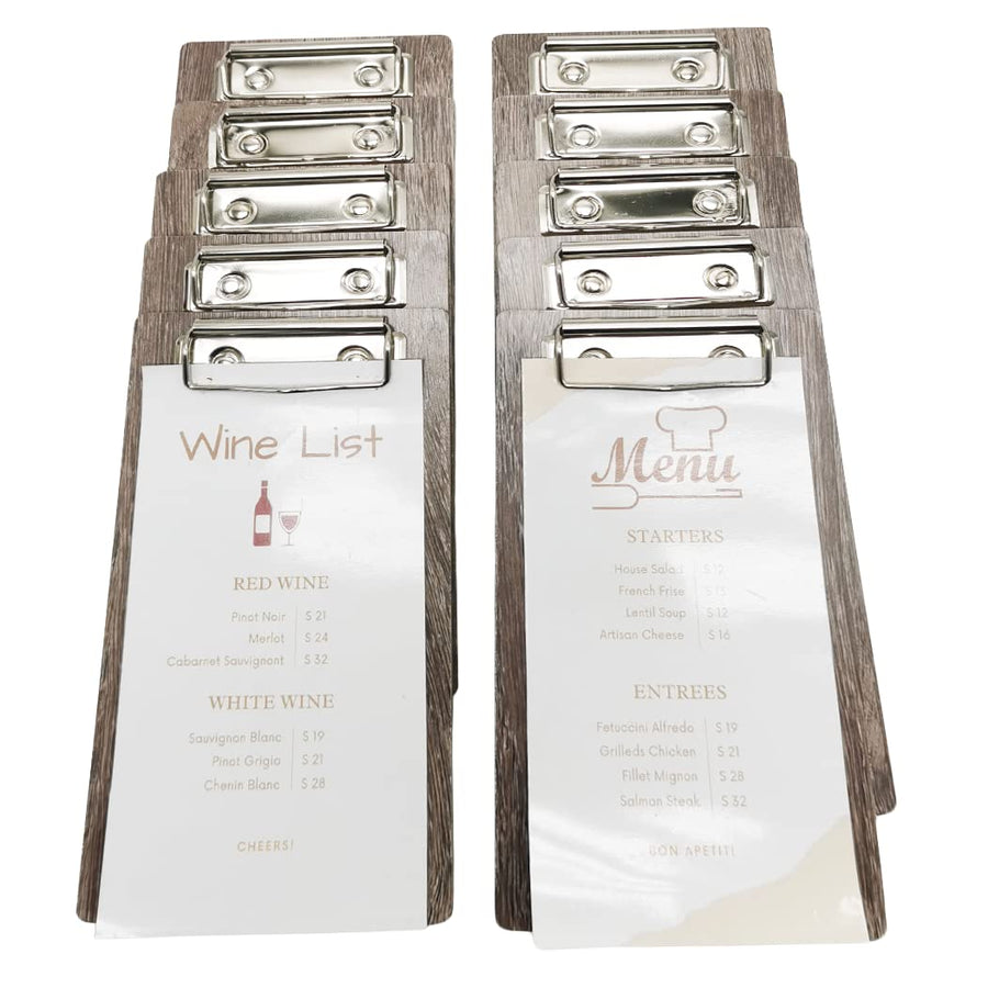 10-Pack Wood Check Presenters for Restaurants, Server Book, Menu Holder for Cafes, Wooden Clip Board, Cute Waitress Book Organizer, Server Note Pads, Guest Check Book 8 x 4 (Black)
