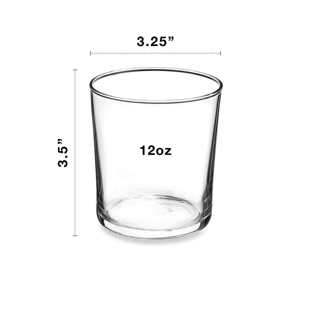 Bodega Collection Glassware – Set Of 12 Medium 12 Ounce Drinking Glasses For Water, Beverages &amp; Cocktails – 12oz Clear Tempered Glass Tumblers