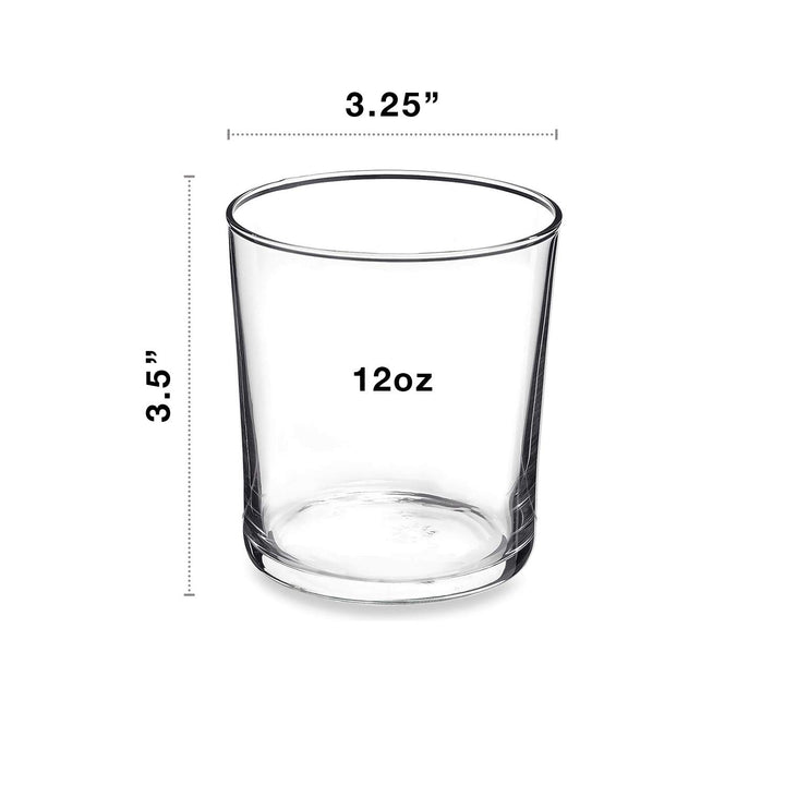 Bodega Collection Glassware – Set Of 12 Medium 12 Ounce Drinking Glasses For Water, Beverages &amp; Cocktails – 12oz Clear Tempered Glass Tumblers