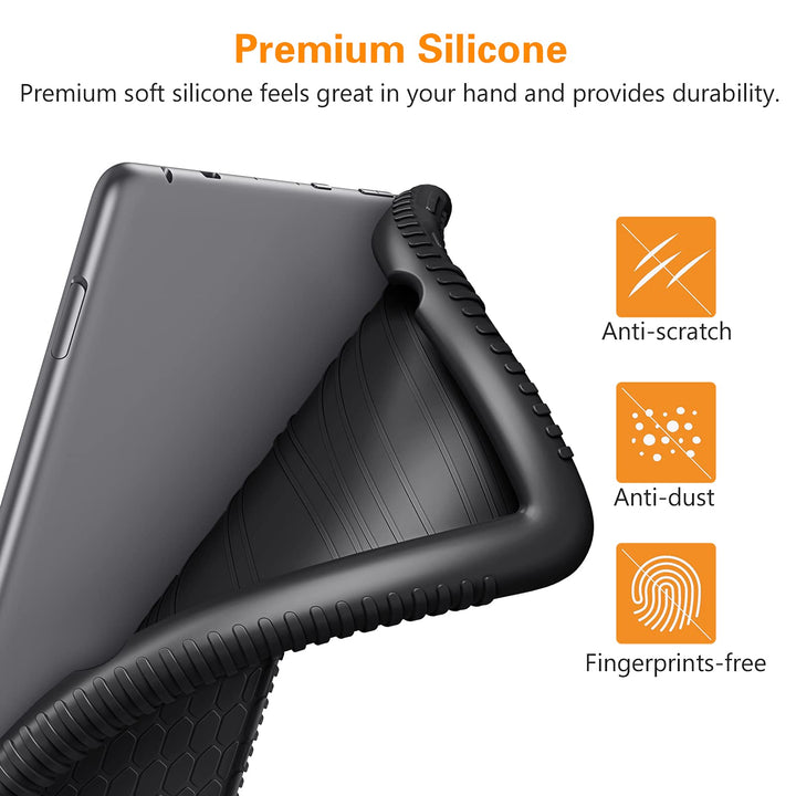 Silicone Case for Fire HD 10 and Fire HD 10 Plus Tablet (Only compatible with 11th Generation 2021 Release) - [Honey Comb] Light Weight Shock Proof Back Cover, Black
