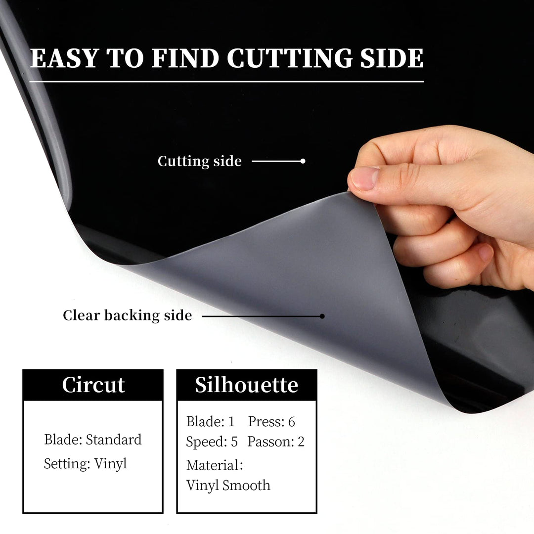 White &amp; Black Permanent Vinyl - 12 x 5ft Glossy Black Vinyl Roll and White Vinyl &amp; Transfer Tape Set, White Permanent Vinyl Black Vinyl for Cricut, Silhouette, Adhesive Vinyl for Craft Projects
