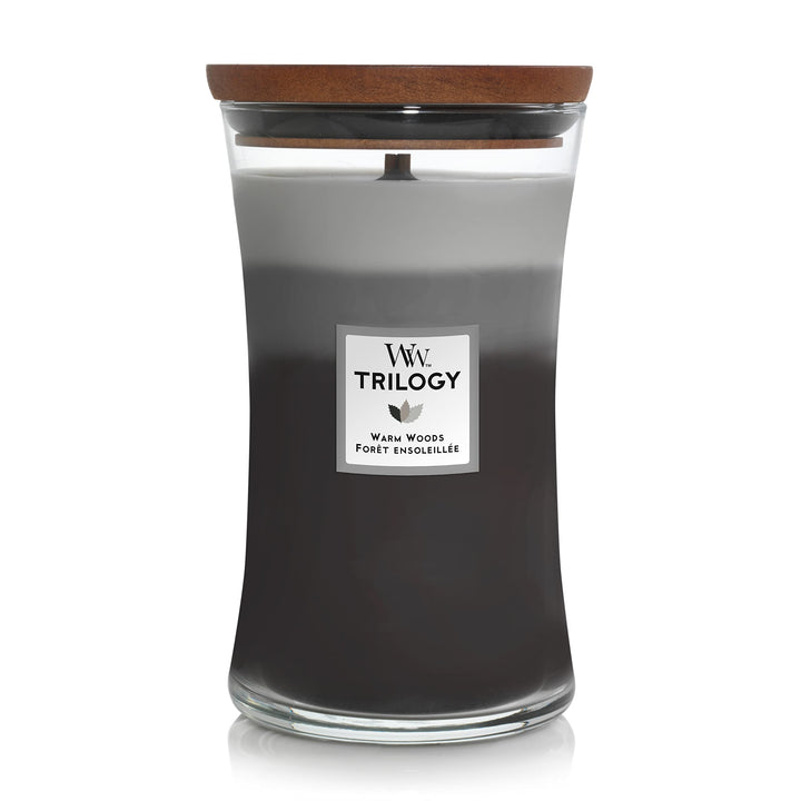 Large Hourglass Candle, Warm Woods - Premium Soy Blend Wax, Pluswick Innovation Wood Wick, Made in USA
