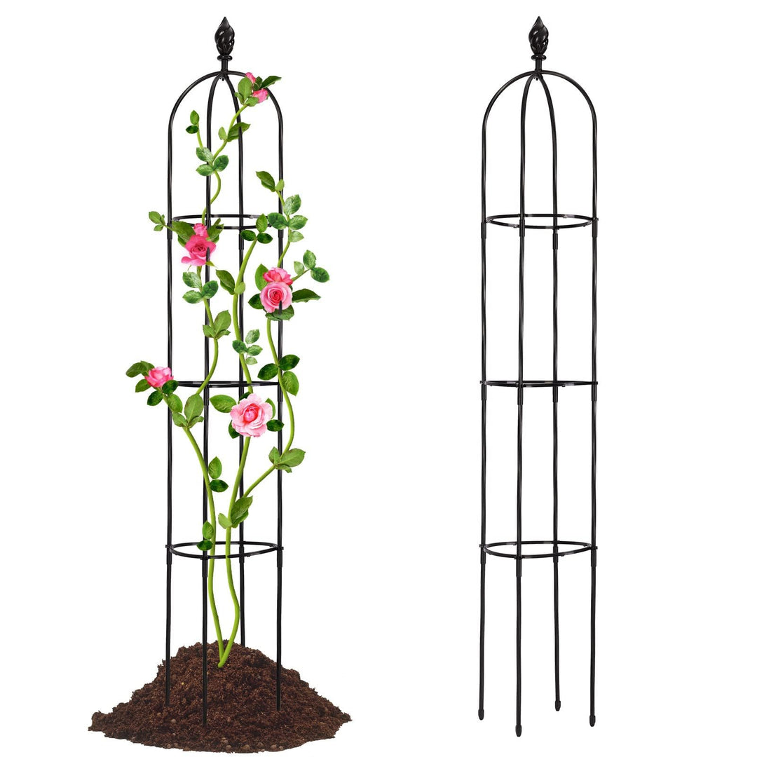Lalahoni Garden Trellis for Climbing Plants Outdoor, Rustproof Plant Trellis Support for Potted Climbing Flowers Vegetable Vine Indoor Outdoor, 6ft Tall Obelisk Rose Garden Trellis Black 1pc