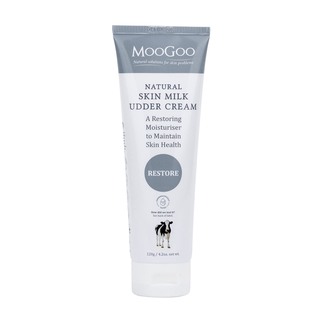 Natural Skin Milk Udder Cream - Lightweight Face &amp; Body Moisturizer for Sensitive, Irritated, Dry or Itchy Skin, For All Ages Including Children, 120g/4.2oz
