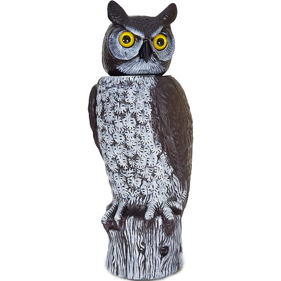 Dalen Large Rotating Head Fake Owl Decoy to Scare Birds Away - 18” Tall - Garden Scarecrow Owl with 360º Rotating Head