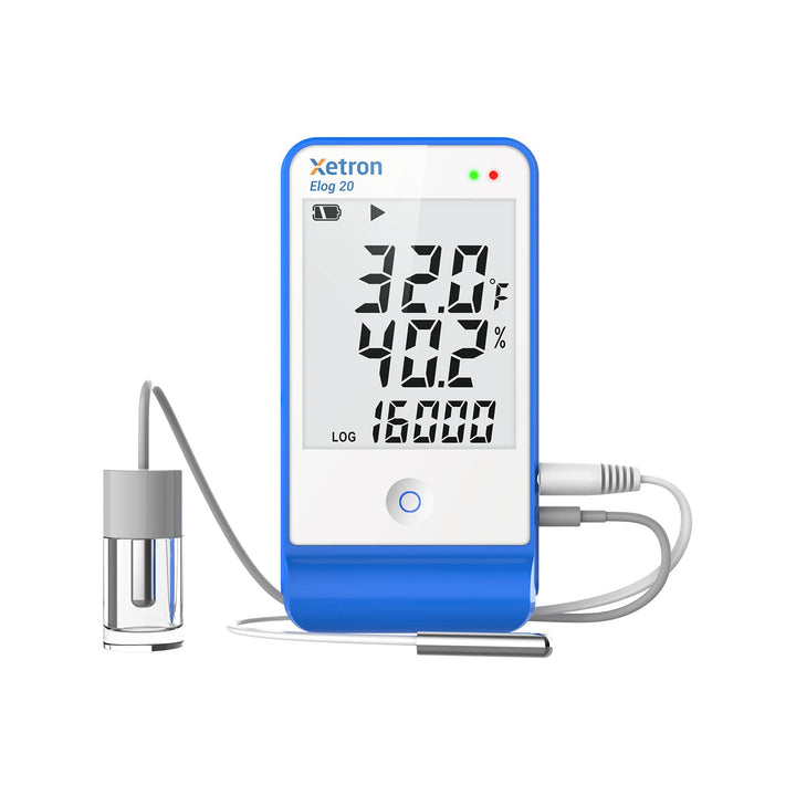 Elog20 Temperature Humidity Data Logger, Waterproof Temperature Recorder with Detachable Buffered Probe, Fridge Temperature Logger up to 16000 Points,PDF Report,This Year&#39;s Latest Production