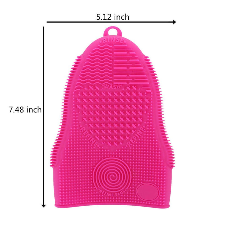 Pink (Rose Red) : Makeup Brush Cleaner Glove Mat Mitt, Silicone Cosmetic Cleaning Scrubber Tool, Face Brush and Eye Brush Washing Pad, Pink (Rose Red)
