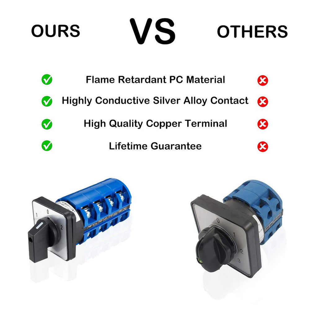 Changeover Switch LW28-63 3 Positions 16 Terminals Universal Rotary Cam Selector Latching Switches 690V 63A