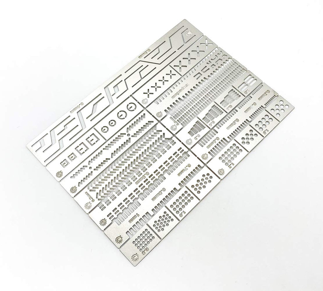 13 in 1 Scribing Template Ruler, Hobby Model Craft Carving Auxiliary Ruler Stencils, Stainless Steel Drill Hole Detail Maker Scribe Line Apply to Gundam Model Engraving Detail Building and Repairing