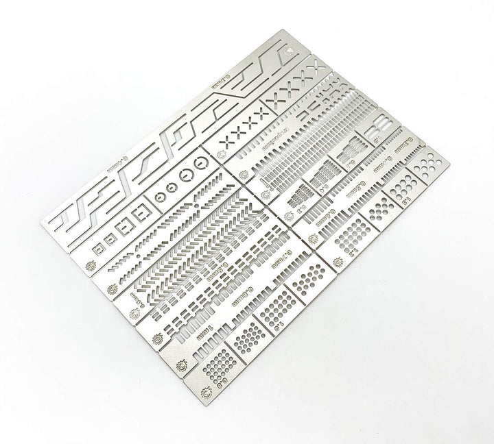13 in 1 Scribing Template Ruler, Hobby Model Craft Carving Auxiliary Ruler Stencils, Stainless Steel Drill Hole Detail Maker Scribe Line Apply to Gundam Model Engraving Detail Building and Repairing