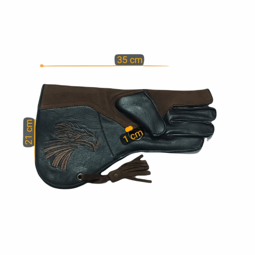 Point Double Layer Genuine Cow Hide Leather Falconry Gloves for Men – Bird Handling Pet Gloves Brown
