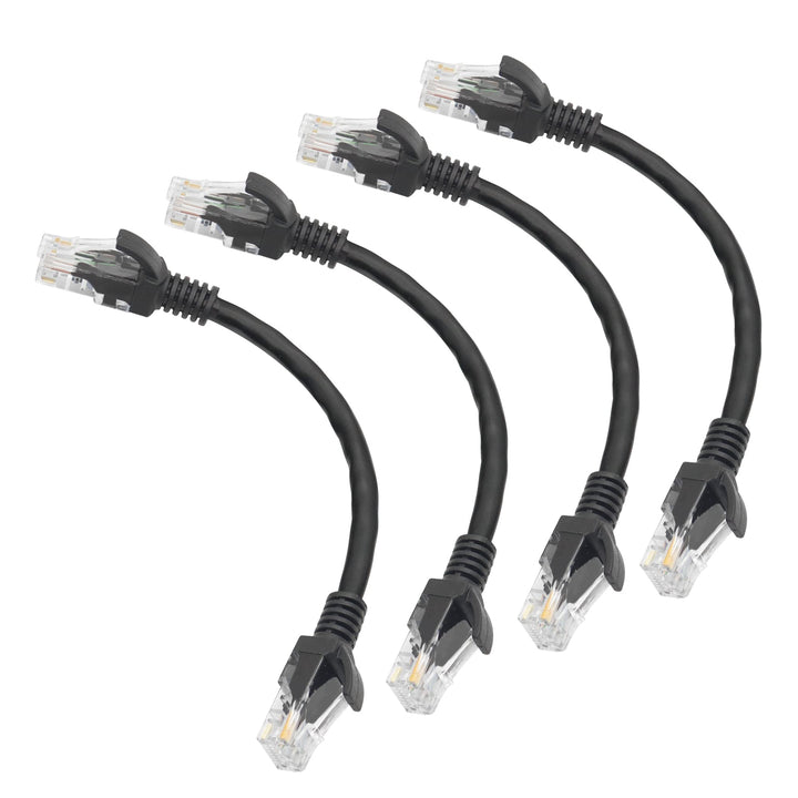 Cat6 Ethernet Patch Cable 0.5ft,High Speed Internet Network Cable LAN Patch Cables with Rj45 Connectors for Router, Modem,Switch, Server, Black, 4 Pack