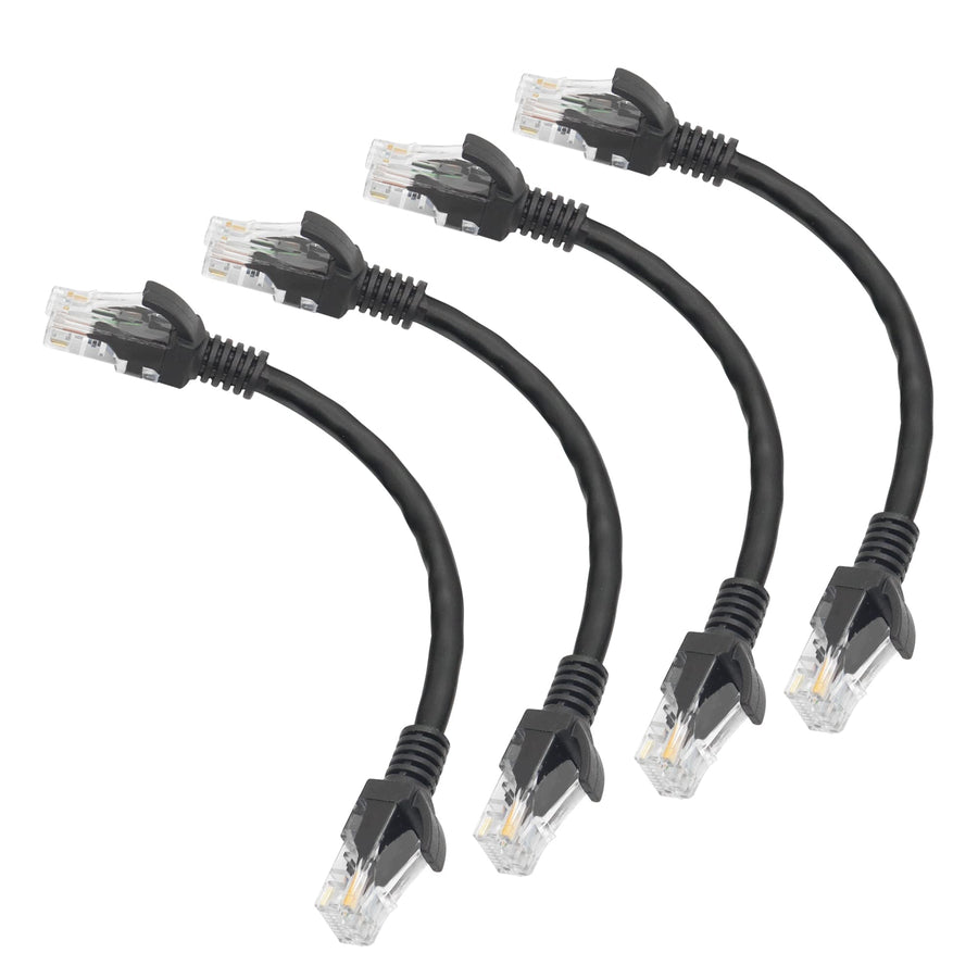 Cat6 Ethernet Patch Cable 0.5ft,High Speed Internet Network Cable LAN Patch Cables with Rj45 Connectors for Router, Modem,Switch, Server, Black, 4 Pack