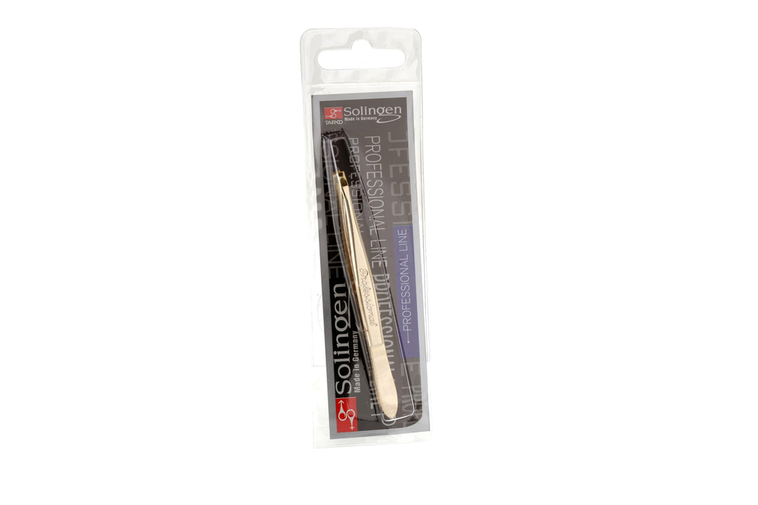 Gold: Stainless Steel Professional Slanted Tip Tweezers Best Shaped Precision Grip Made In Germany Eyebrows Eyelashes Extensions Chin Cheek Face Facial Splinter Ingrown H