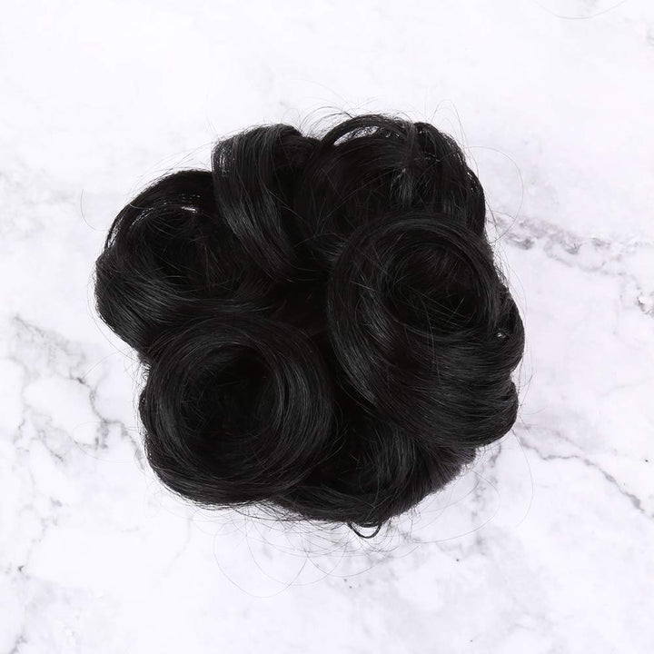 Messy Bun Human Hair Scrunchie, Instant Up-do Donut Chignon Curly Wavy Hairpieces for Women (#8 Brown/Light Chestnut Brown)