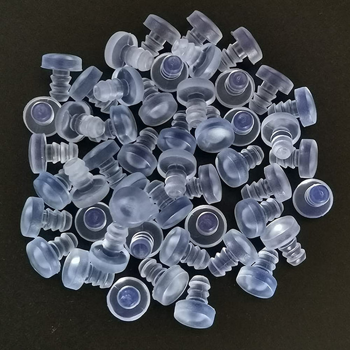 50 Pack 4.8mm Glass Top Table Bumpers with Stem, Clear Rubber Glass Table Bumper, Patio Table Spacers, for 3/16Inch Hole Furniture Cabinet