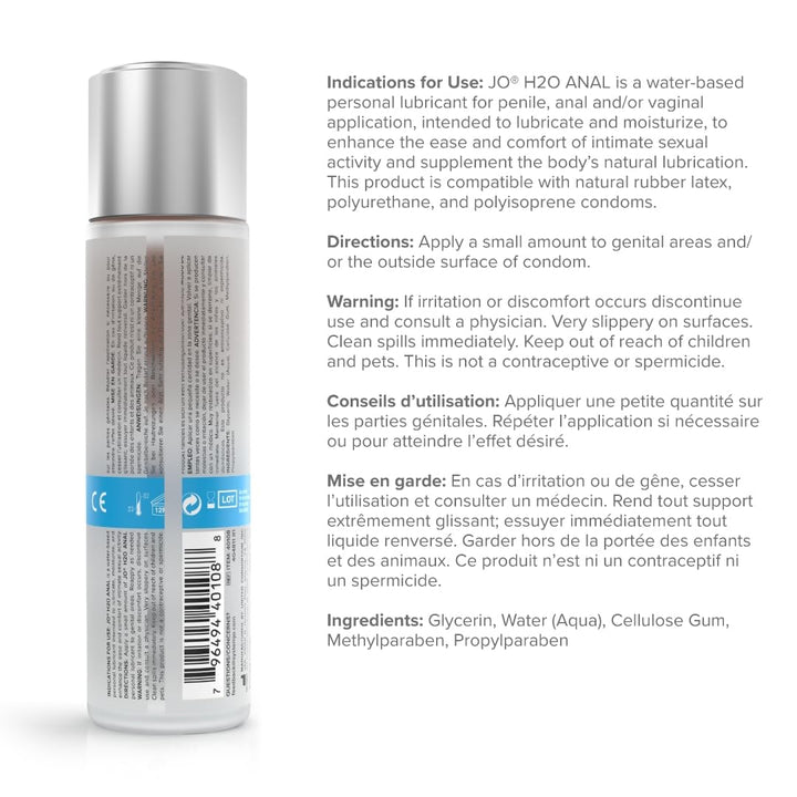 JO Original Anal Water-Based Personal Lubricant, Lube for Men, Women and Couples, 8 Fl Oz