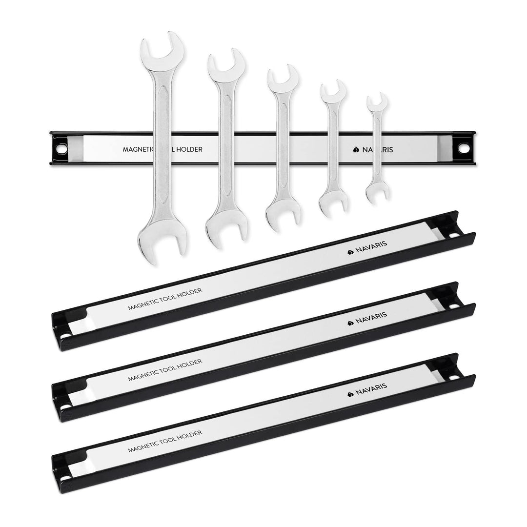 Set of 4 Magnetic Tool Holder Rack - 12 Inch Heavy Duty Garage Wall Holder Strip for Tools - Tool Bar with Magnet for Screwdriver, Wrench