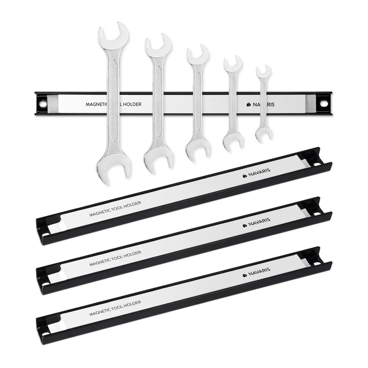 Set of 4 Magnetic Tool Holder Rack - 12 Inch Heavy Duty Garage Wall Holder Strip for Tools - Tool Bar with Magnet for Screwdriver, Wrench