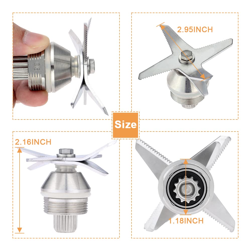 Hicello Wet Blade Assembly, Stainless Steel Blender Replacement Parts, Six Blades Blender Blade Compatible with Vitamix 1151,1152
