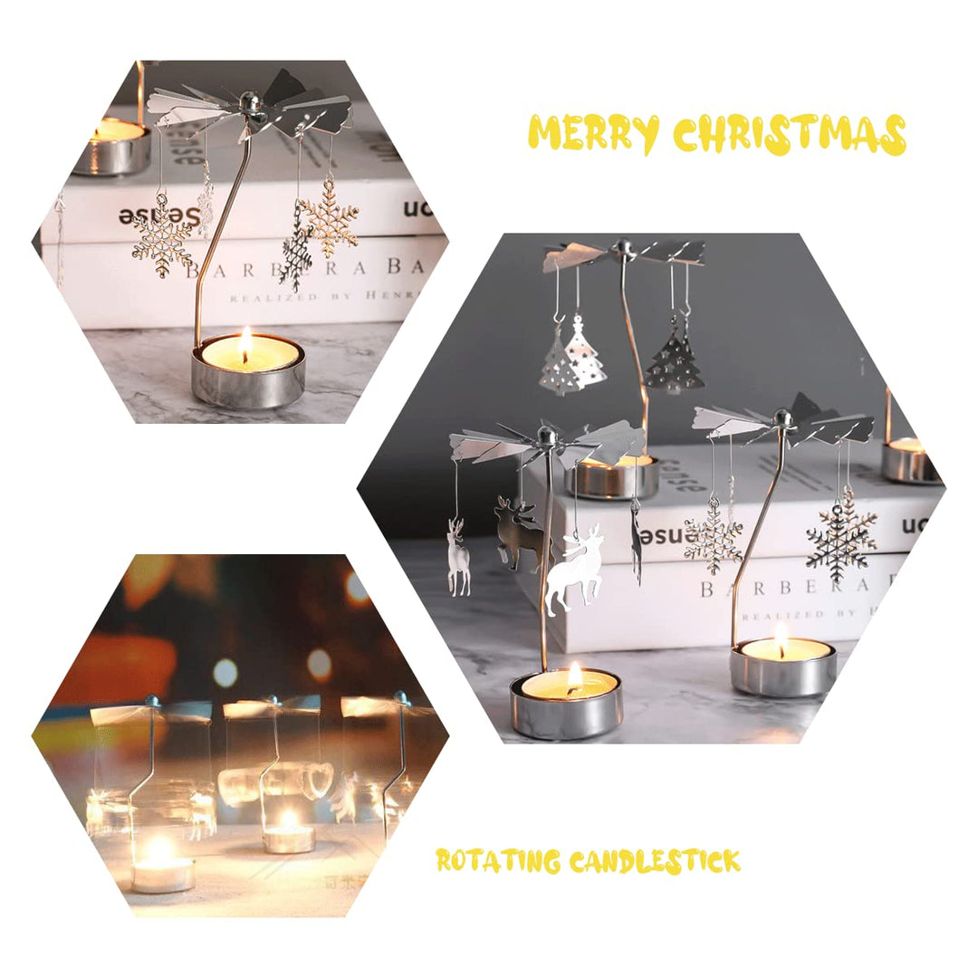 OLANZH Spinning Tea Light Holder,3Pcs Metal Rotating Ca