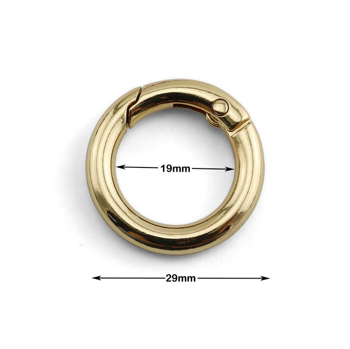 6pcs 19x29mm Round Spring Snap Hooks Clip DIY Accessories for Handbag Purse Shoulder Strap Key Chains Buckle Zinc Alloy Circle Round Metal Spring Key Ring(Gold)