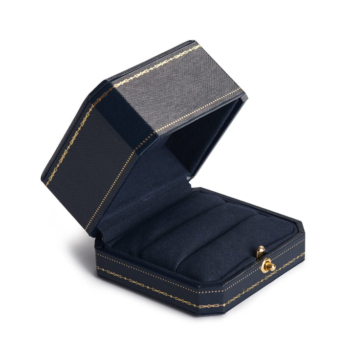 Royal Blue Double Ring Box (Jewelry Storage, 2.95x2.95x1.96 inches, Leather, Square, 1 Compartment, 1 Drawer, 0.2 pounds) for Wedding, Anniversary, Engagement, Valentine&#39;s Day