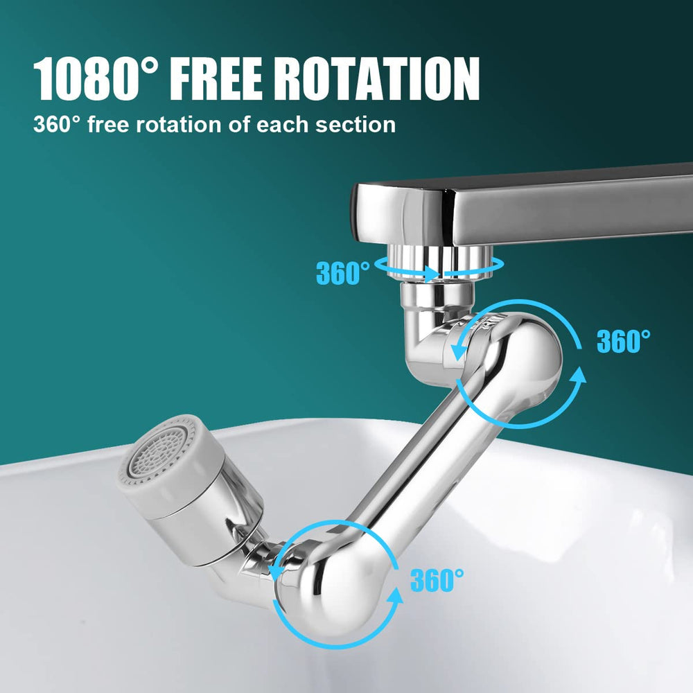 1080° Rotate Faucet Aerator, Swivel Tap Aerator with 2 Modes Adjustable Shower Head, Filter Sprayer for M22/24 Thread Taps, Tap Extension Attachment Replaceable Aerator for Kitchen, Bathroom