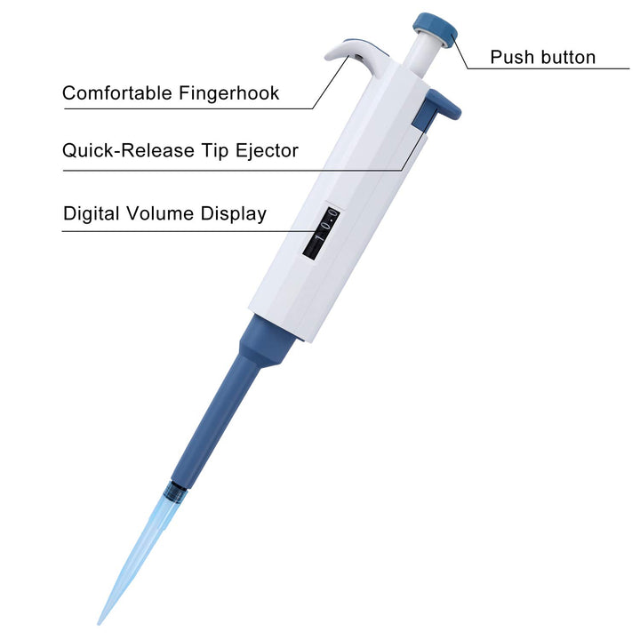 Adjustable Micropipette 0.5ul-10ul, Single Lab Pipette 