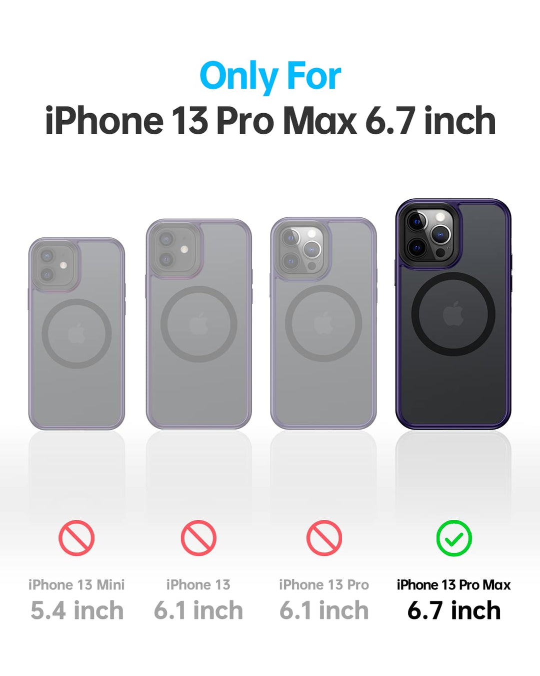 Magic Magnetic Designed for iPhone 14 ProMax Case 6.7inch, [Military Grade Protection &amp; Compatible with MagSafe], Translucent Matte Back &amp; Soft Edge Case for iPhone 14 Pro Max, Purple