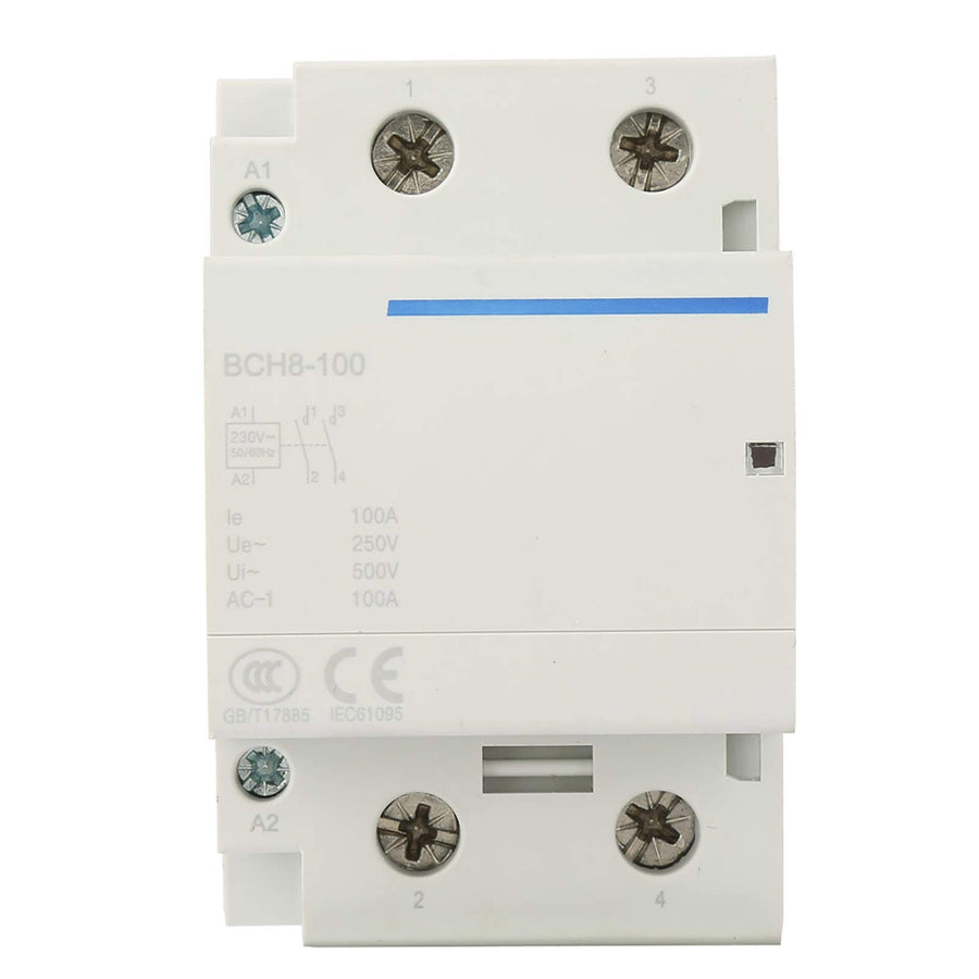 Electrical AC Contactor, Household Ultra-Silent Modular Contactor Industrial 100A 2 Pole BVH8-100 Household AC Contactor for Building Electrical Control Fields(AC230V)