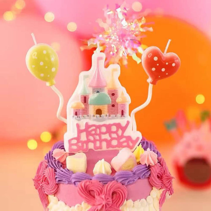 Castle Happy Birthday Candle Set,Fairy Tale Theme Baby 