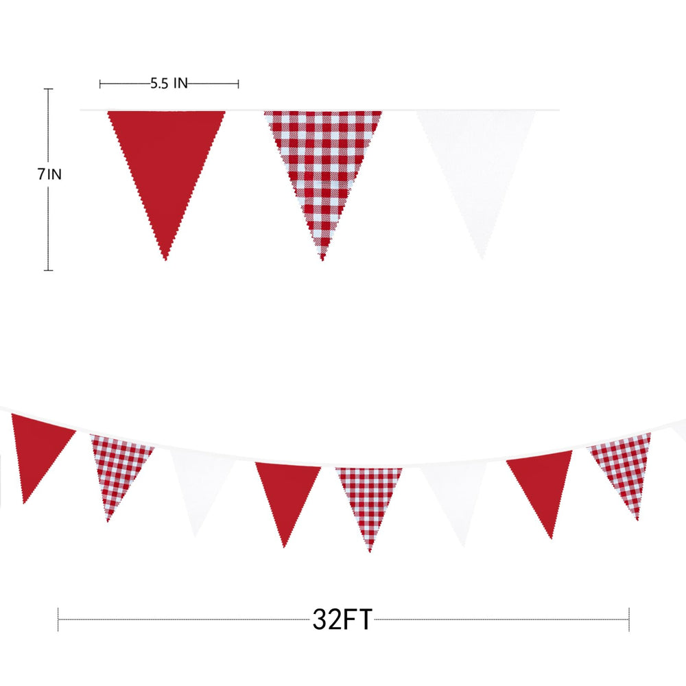 32Ft Red Party Decorations Red Plaid Checkered White Tr