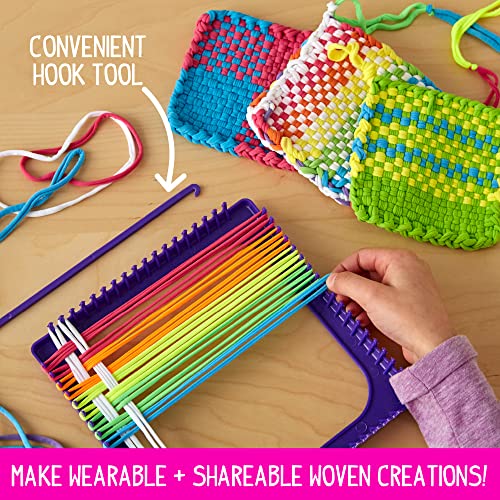 Ultimate Weaving Loom, Includes 378 Craft Loops &amp; 1 Weaving Loom with Tool, Makes 25 Projects, 9 Rainbow Colors of Weaving Loops, Hook &amp; Loop Potholder Kit, DIY Weaving Kit
