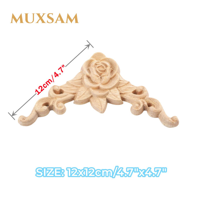 4Pcs Rose Carved Appliques Onlays Crafts Addition, 12x1