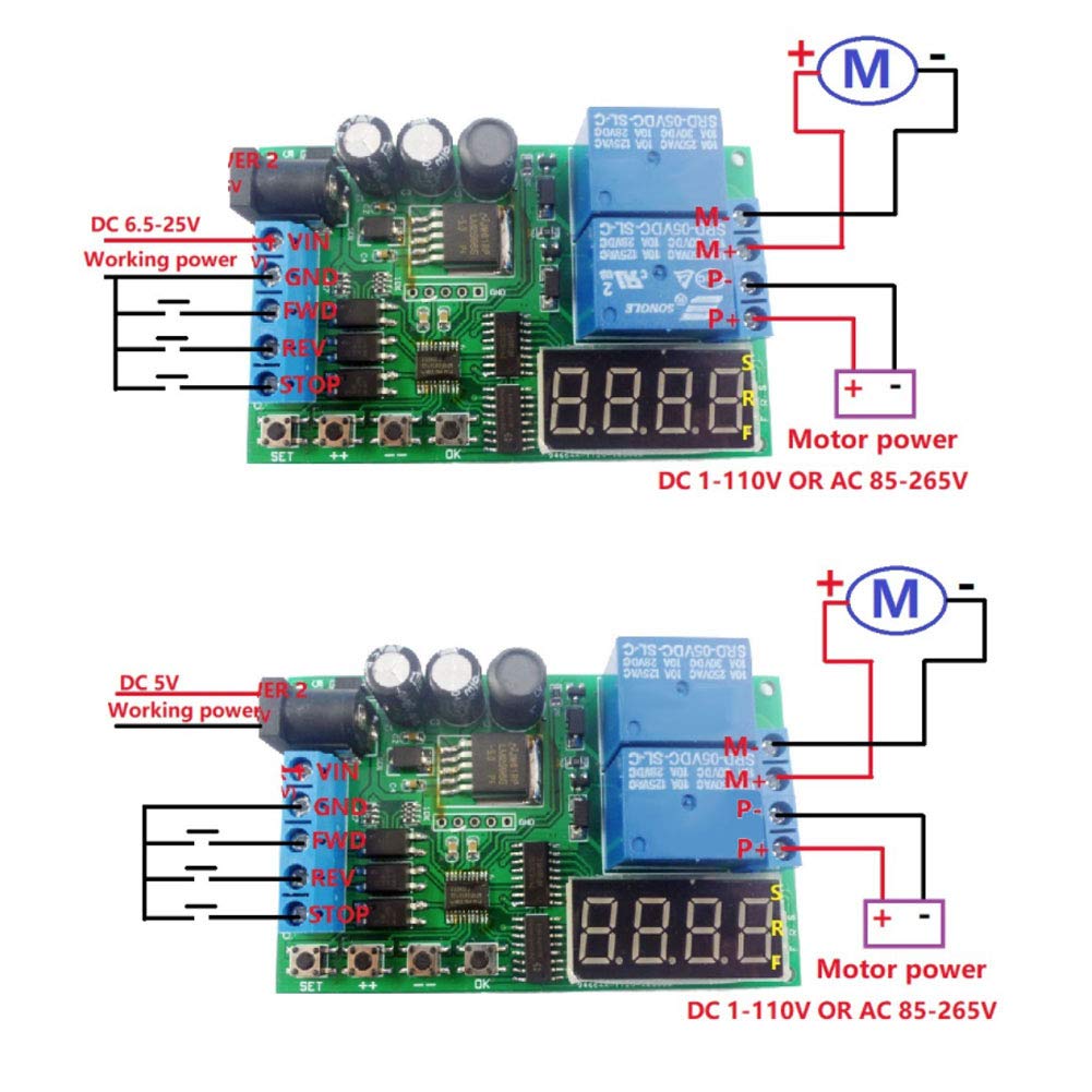 5V - 24V Motor Controller Motor Forward/Reverse Controller Timing Delay Time Cycles Relay Motor Controller Board with LED