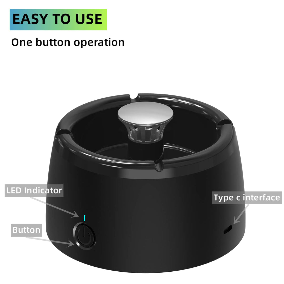 Smokeless Ashtray for Cigarettes USB Rechargeable Ash Tray for Indoor Home Office