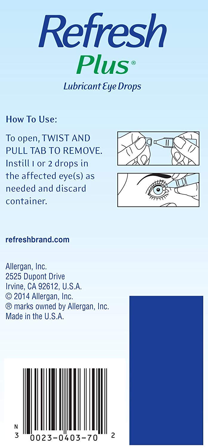 Refresh Plus Lubricant Eye Drops, Single-Use Containers