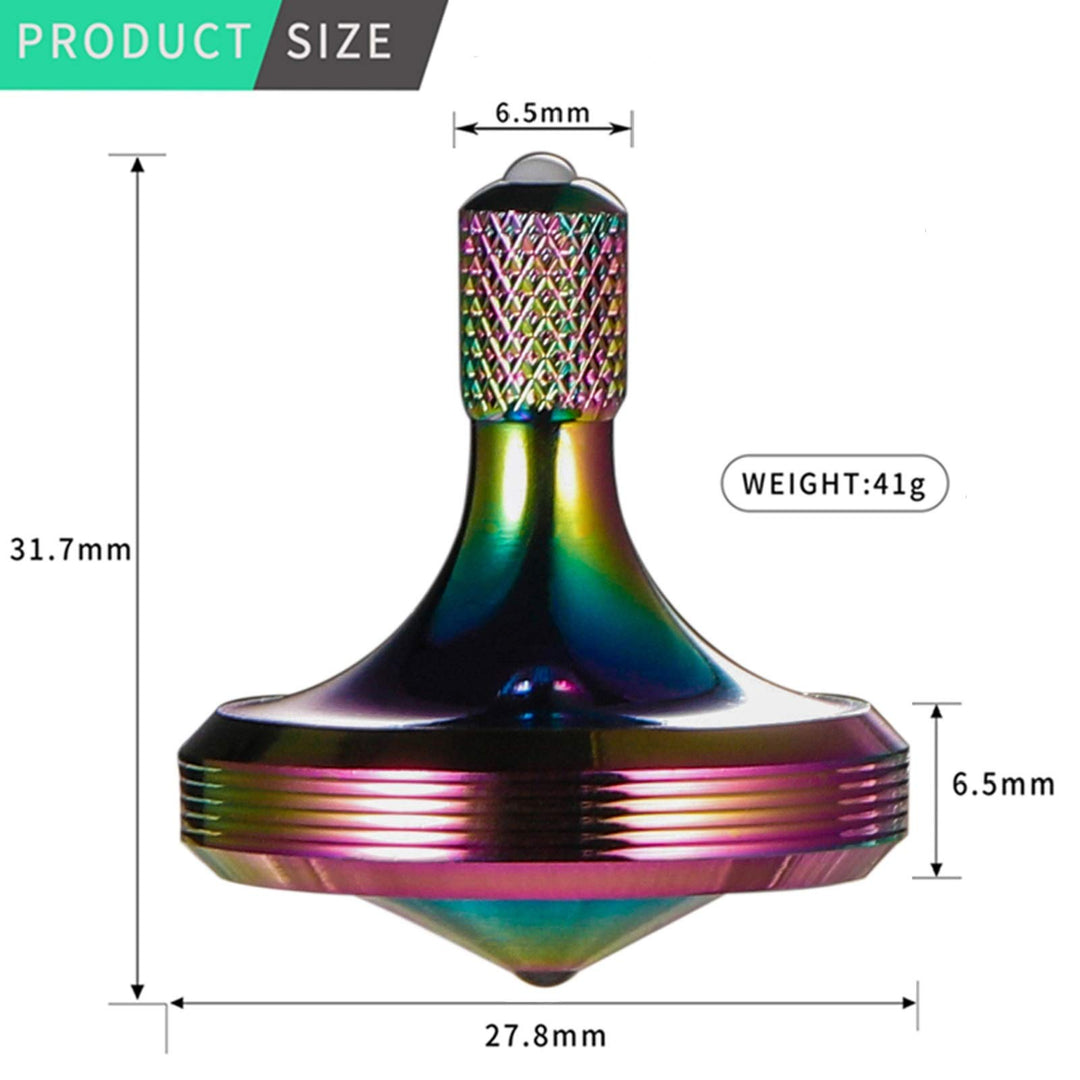 Precision Metal Spinning Top, Well Made Stainless Steel Spin Long Lasting Exceed 8 Mins Desktop Gyro EDC Toy, Perfect Balance Easy to Use Kill Time Efficiently (Pro Max-Iridescent)