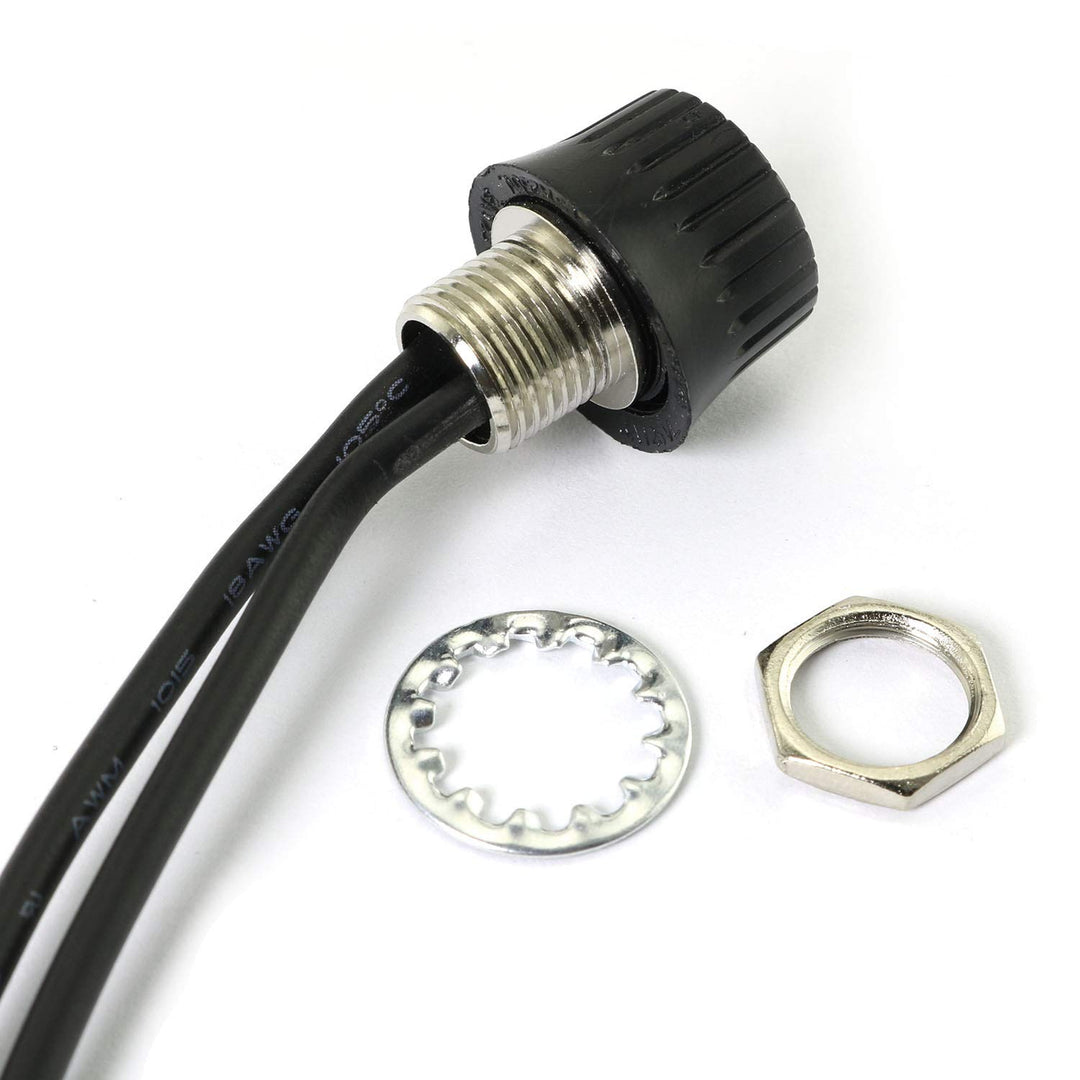 2-Pack Rotary On/Off Switch with Lead Wire 3A 125-250V Single Pole Metal Base Canopy Switches Black