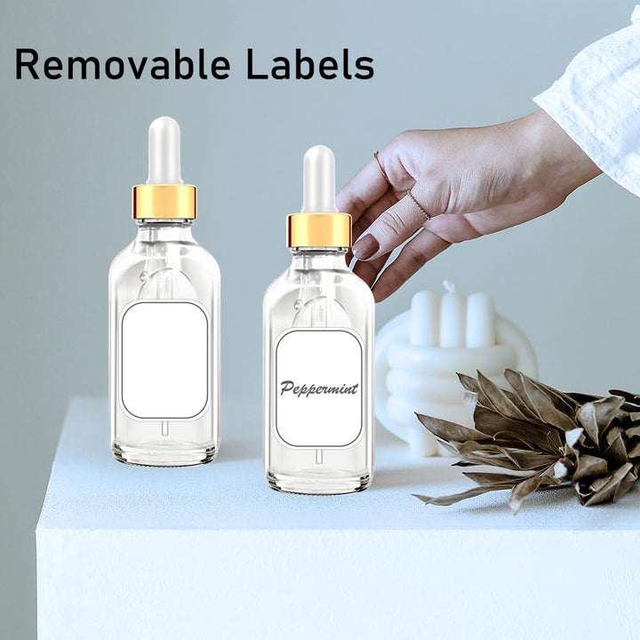 Glass Bottle with Dropper, 4 oz Clear Golden Cap Eye Dropper Bottle for Essential Oils with Labels and Funnel, 2 Pcs Empty Tincture Bottles with Unbreakable Plastic Eye Dropper with Measurements