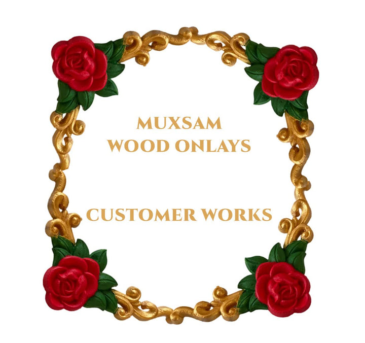 4Pcs Rose Carved Appliques Onlays Crafts Addition, 12x1
