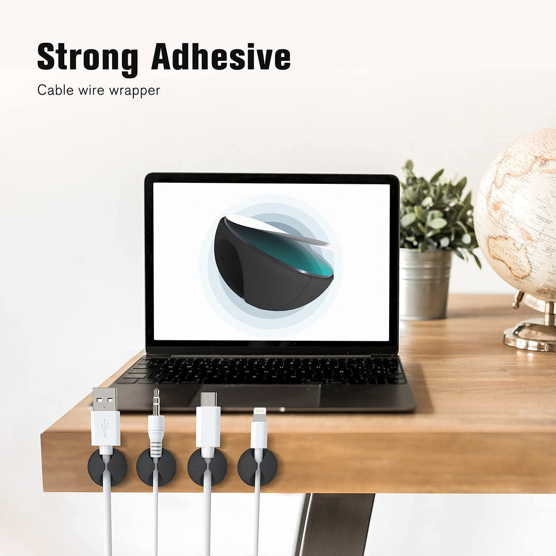 12 Pack Cable Clips, Cord Organizer Holder Adhesive Cable Management Charger Wire Holder Clips for Desk, Home, Office, Car, Cubicle, Nightstand - Black