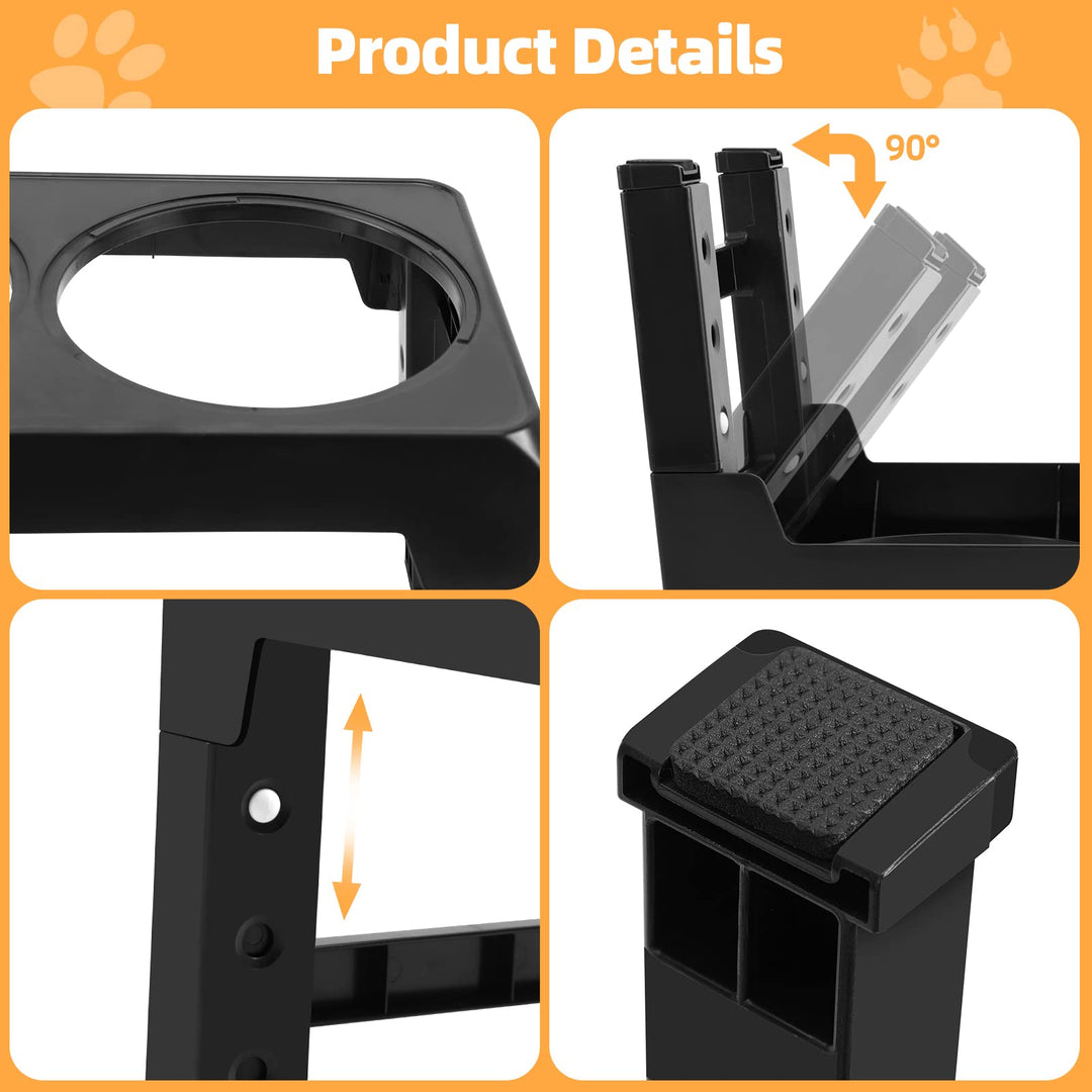 Elevated Dog Bowls Adjustable Raised Stand with Double Stainless Steel Food Bowls Adjusts to 4 Heights 3.1”, 8.6”, 10.2”, 11.8”, for Small Medium Large Dogs and Pets