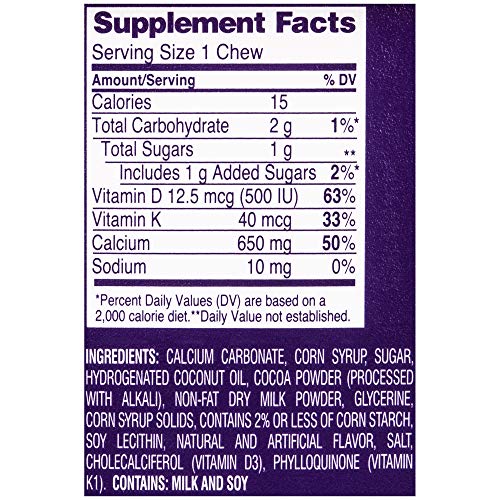 Viactiv Calcium +Vitamin D3 Supplement Soft Chews, Milk