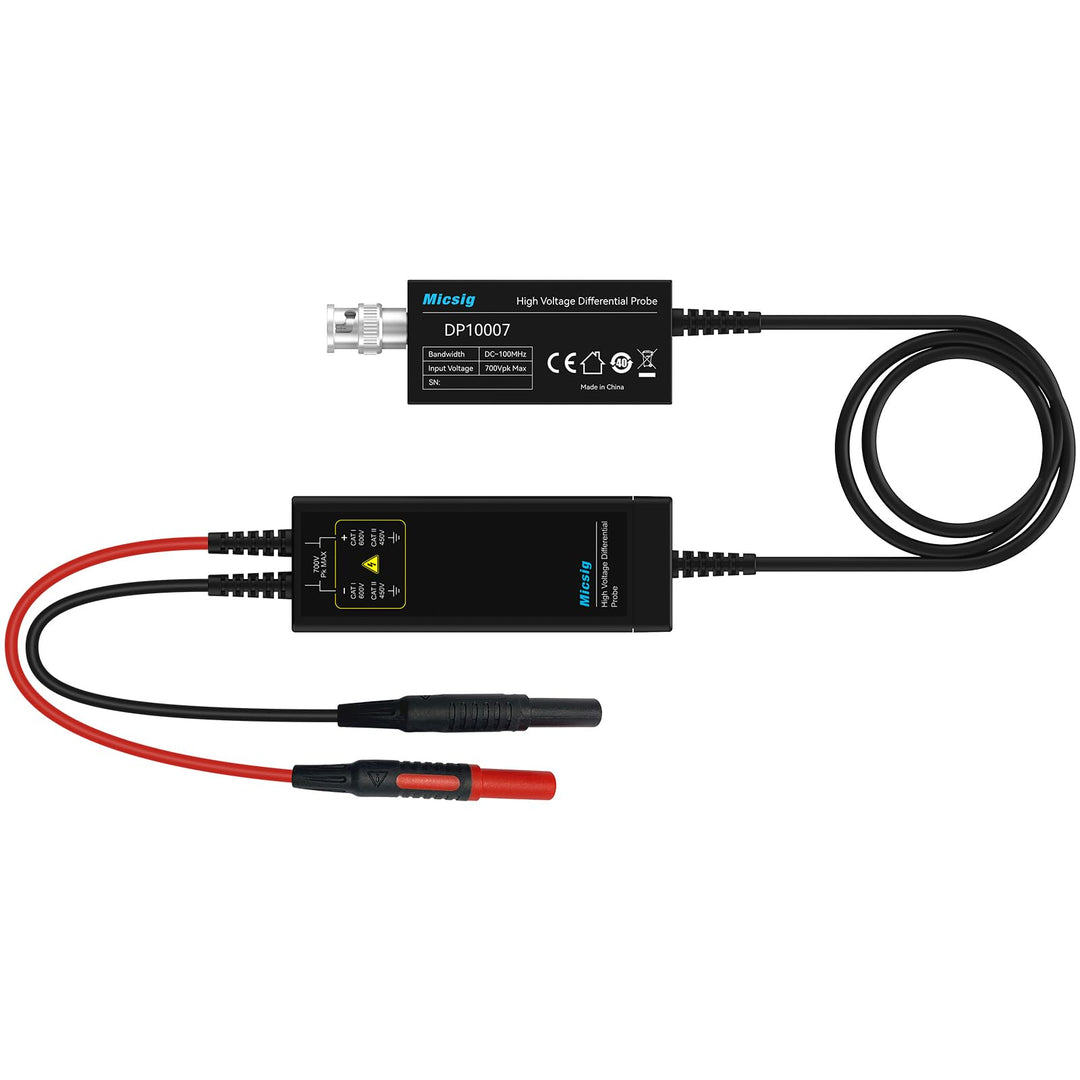 Micsig 700V 100MHz High Voltage Differential Probe kit 3.5ns Rise Time 10X/100X Attenuation Rate Oscilloscope Probe Kit Accessory DP10007