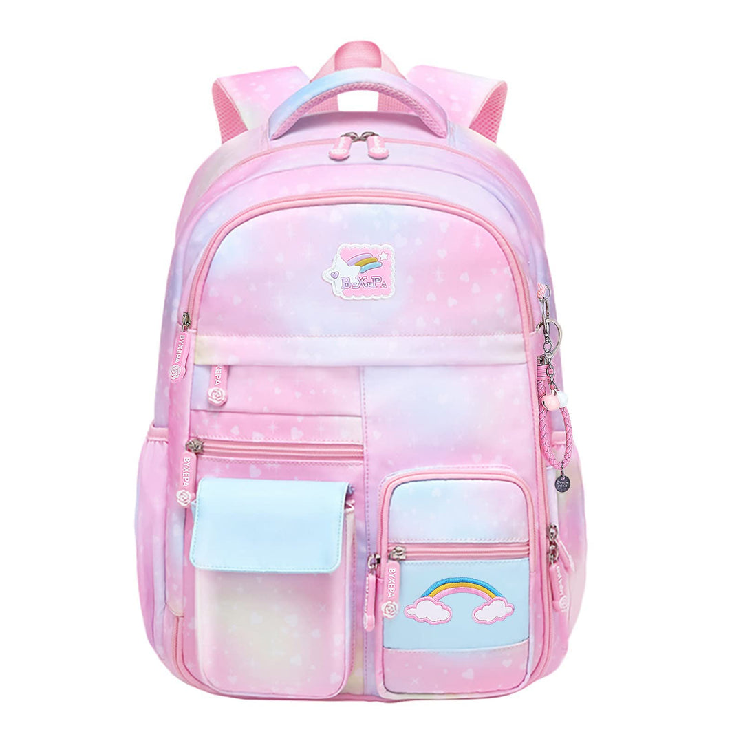 Girls Backpack, School Backpacks 16 * 11.5 * 6.7in for Girls, Cute Book Bag with Compartments for Girl Kid Students Elementary School, Pink